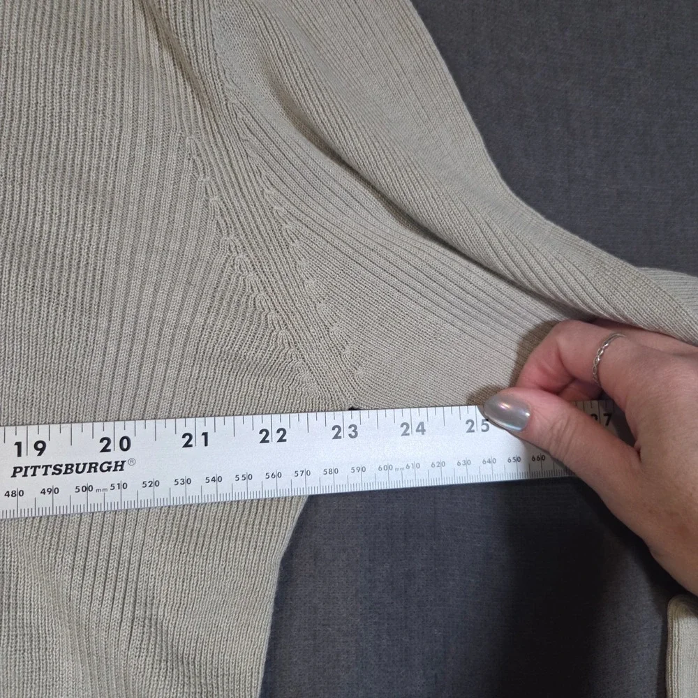 Banana Republic Sweater Mens L Beige Silk Cotton Blend Ribbed Knit Crew Neck